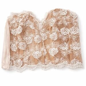 Victoria’s Secret Nude Lace Strapless Bustier Corset Top 34D Bridal Romantic